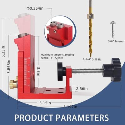HFM Pocket Hole Jig Kit Adjustable Woodworking Tools - Image 2