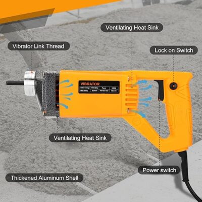 Concrete Vibrating Tool, 1500w Power Concrete Vibrator with 6.6 FT Copper Shaft Rod - Image 2